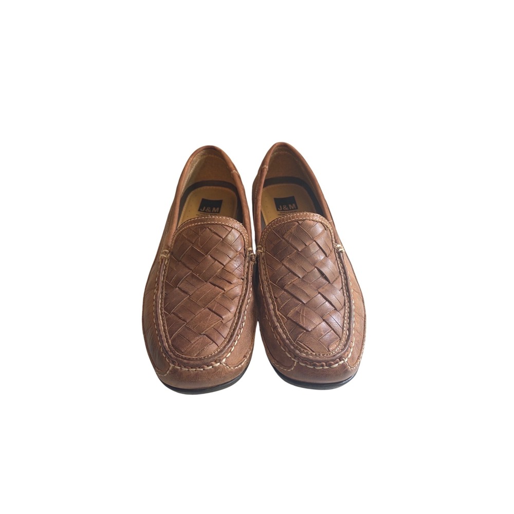 Johnston & Murphy Mens Woven Leather Loafers Brown Driving Mocs 9.5 M 25-85736